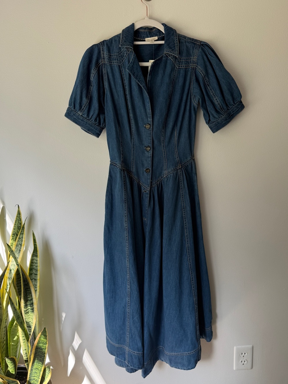Pilcro - Short-Sleeve Denim Midi Shirt Dress - NWT - size 0